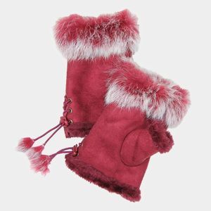 Red / Burgundy Fingerless Gloves